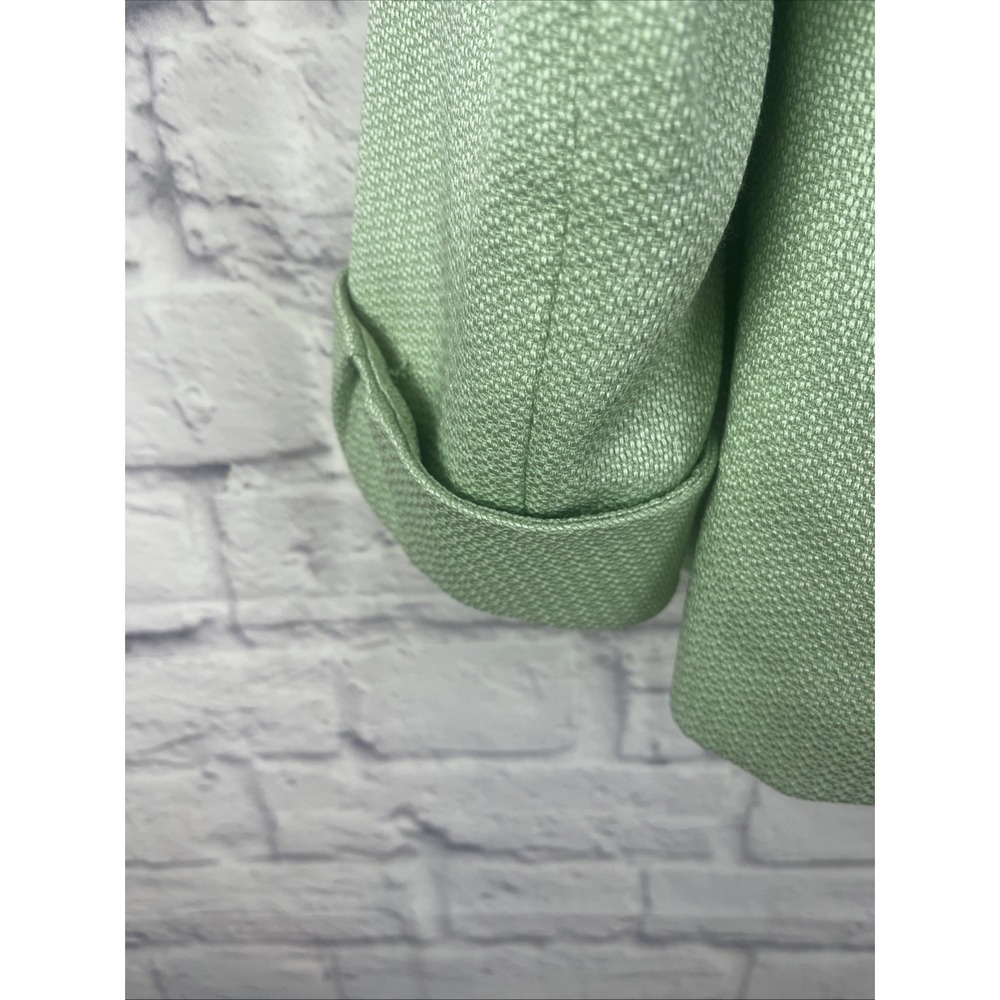 Tahari ASL Women's Preppy Old Money  Textured Lined Green Blazer Size 10 - Picture 10 of 11